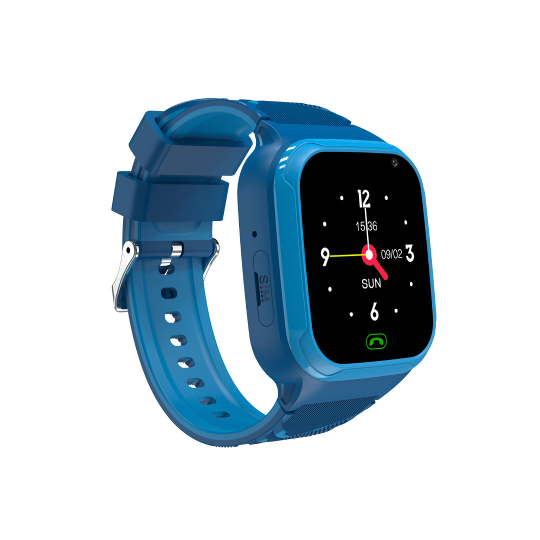 Relógio inteligente azul com ecrã digital