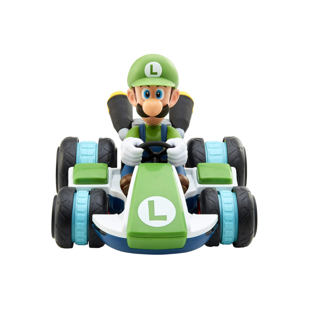 Figura Luigi em kart de brinquedo verde