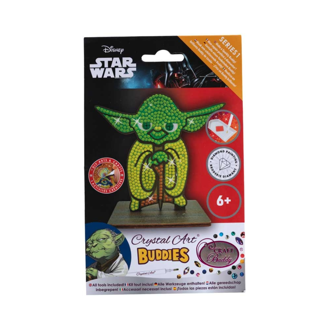 Kit de artesanato Star Wars Crystal Art Buddies com figura do Yoda de cristais coloridos.
