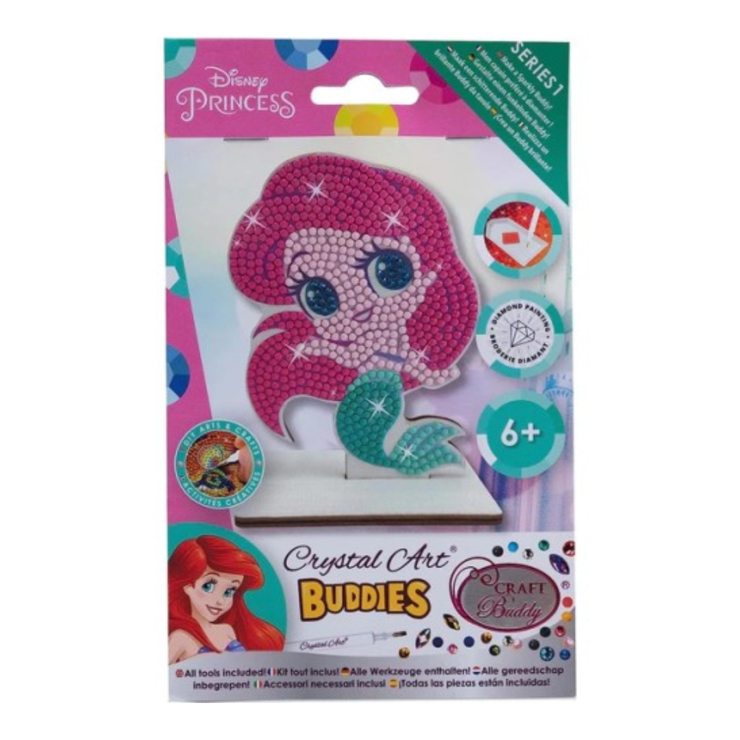 Kit Disney Princess Crystal Art Buddies com figura de sirena e diamantes brilhantes