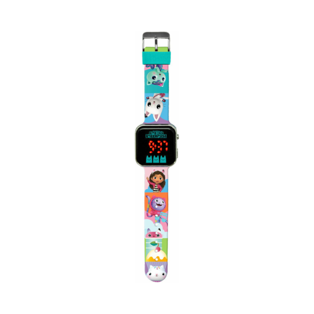 Relógio digital infantil com bracelete colorido e personagens animados