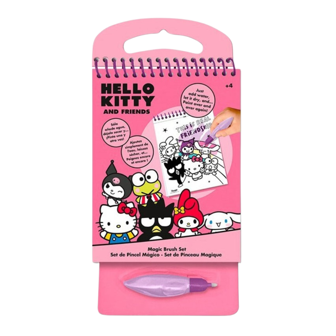 Set de Pincel Mágico Hello Kitty and Friends com estojo cor-de-rosa e pincel lilás