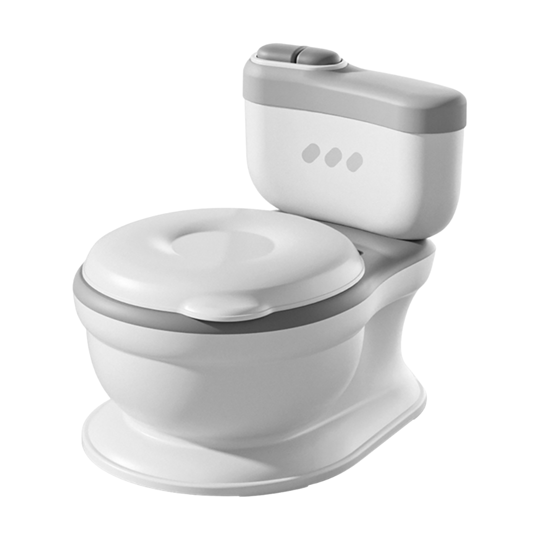 Sanita para crianças em plástico branco e cinzento com tampa circular