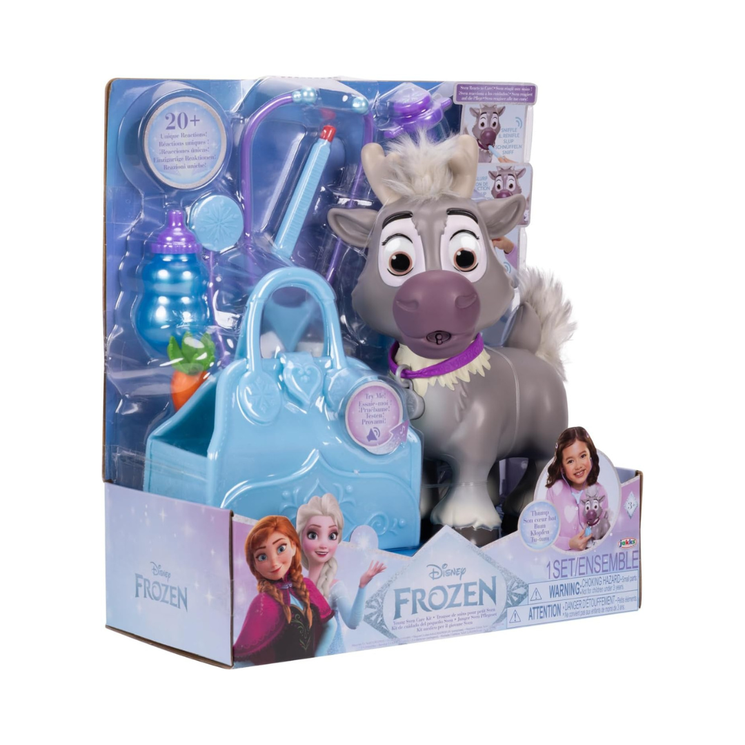 Conjunto de brinquedo Disney Frozen com figura de animal e acessórios médicos azuis