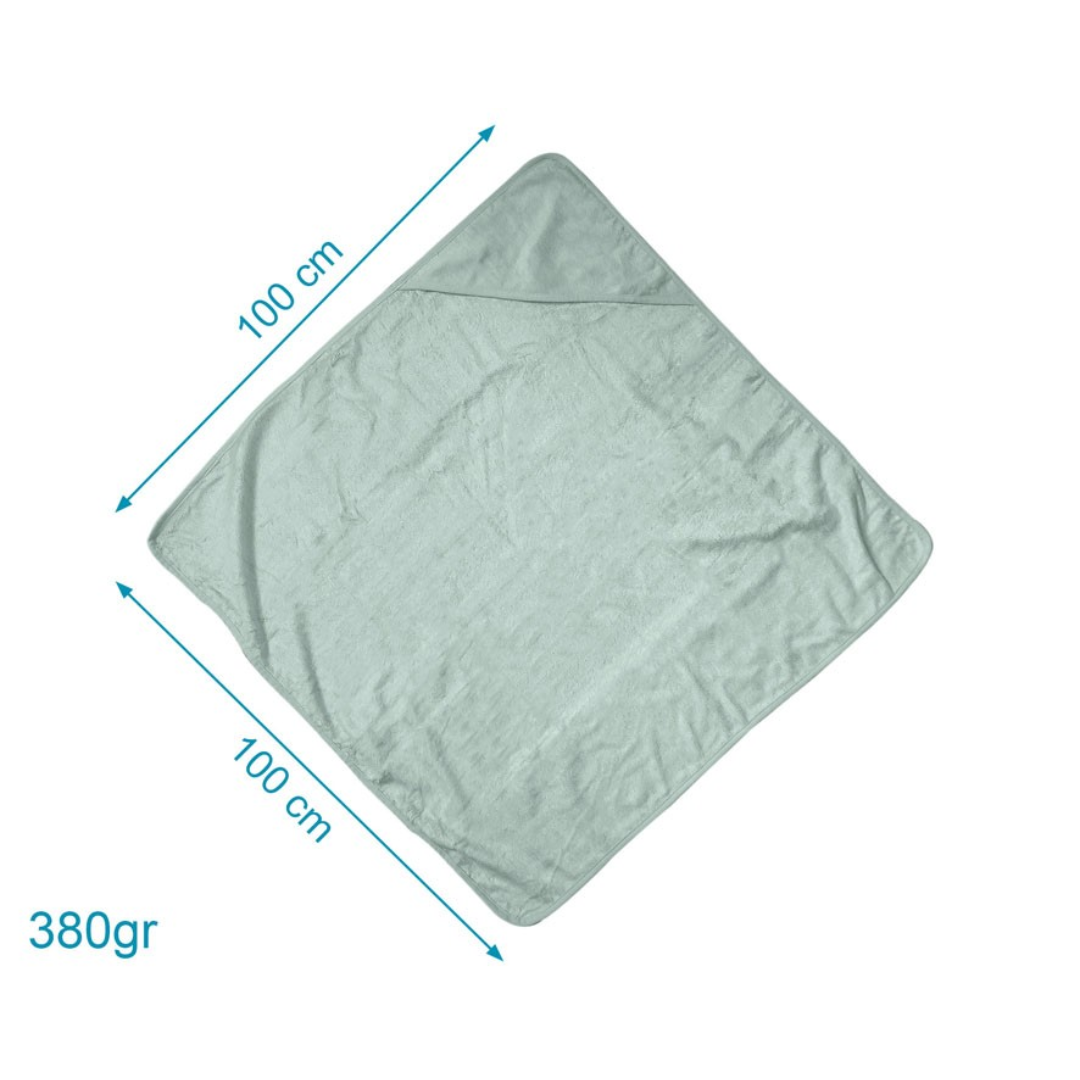 Toalha cinza claro 100x100 cm com canto em capuz