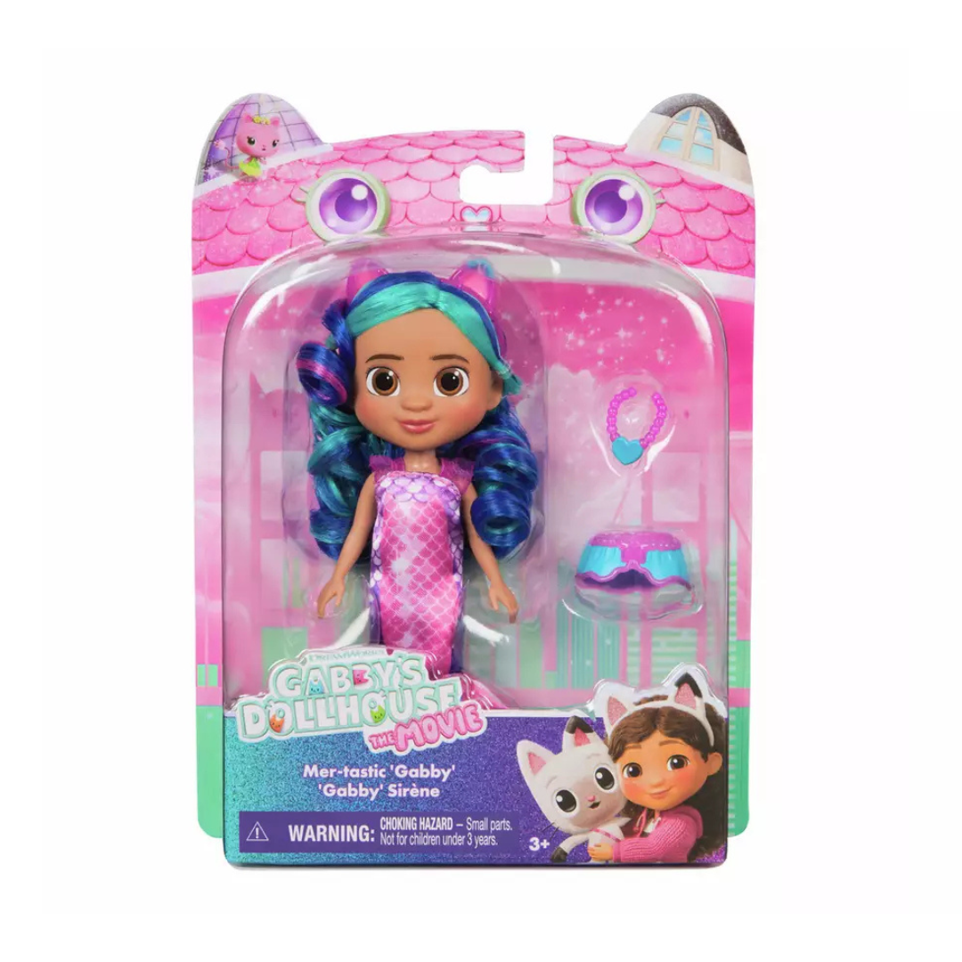 Boneca Mer-tastic 'Gabby' com acessórios em embalagem colorida de Gabby's Dollhouse The Movie