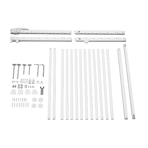 Conjunto de acessórios brancos para montagem em fundo branco