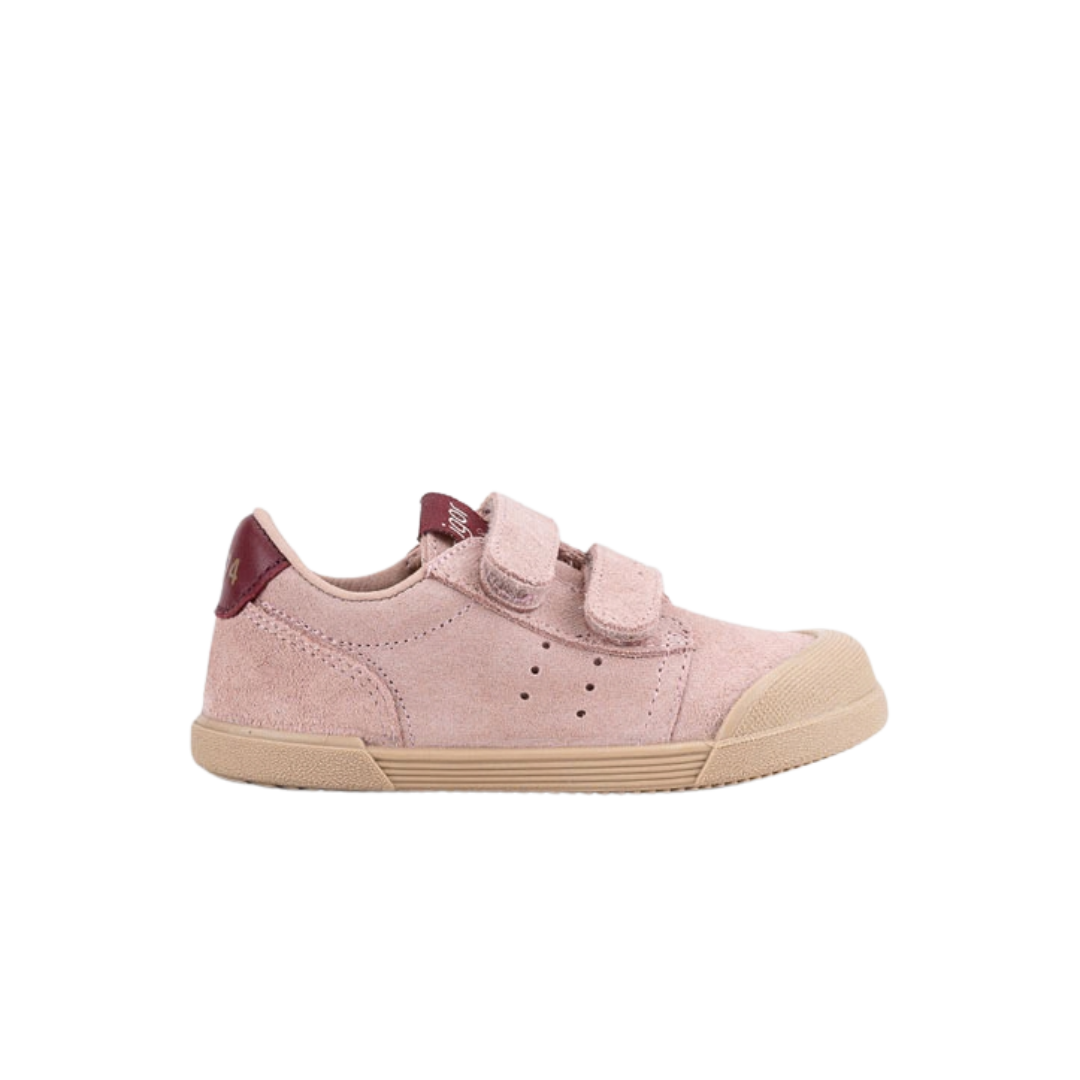 Ténis infantis rosa com velcro e sola bege