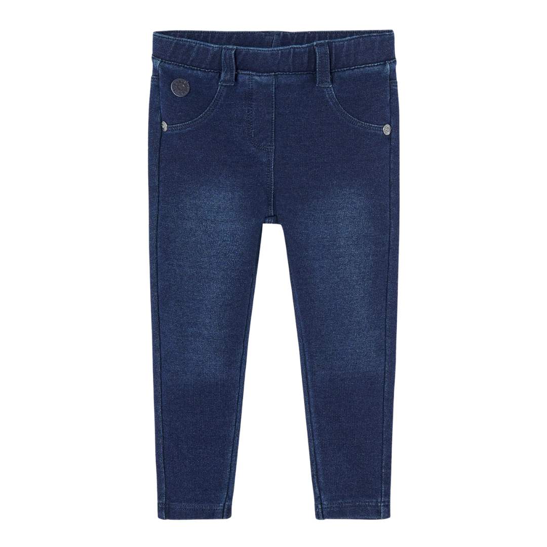 Calças de ganga azul escuro para criança com cintura elástica