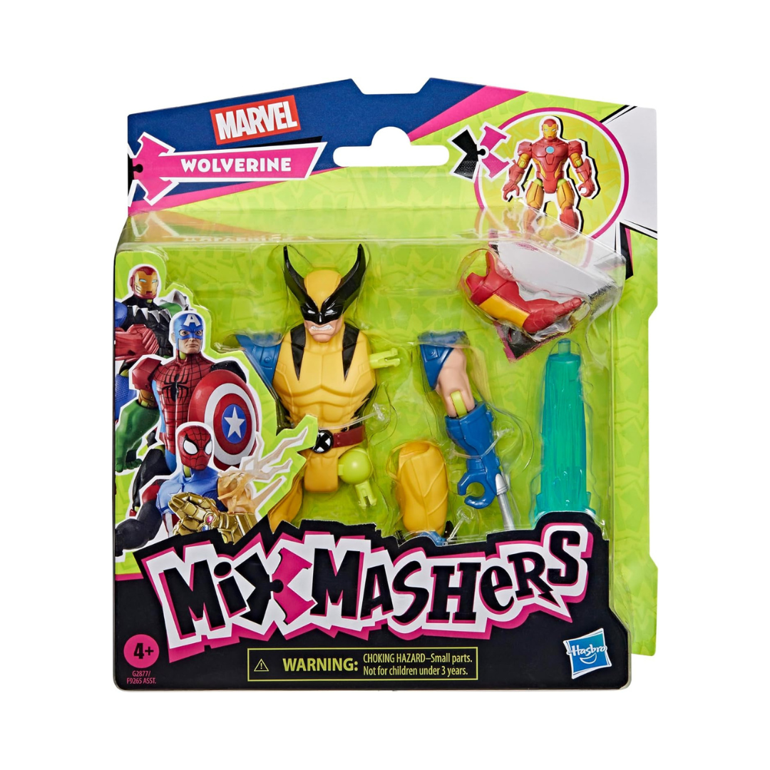 Figura de ação desmontável da Marvel Wolverine em embalagem Mix Mashers