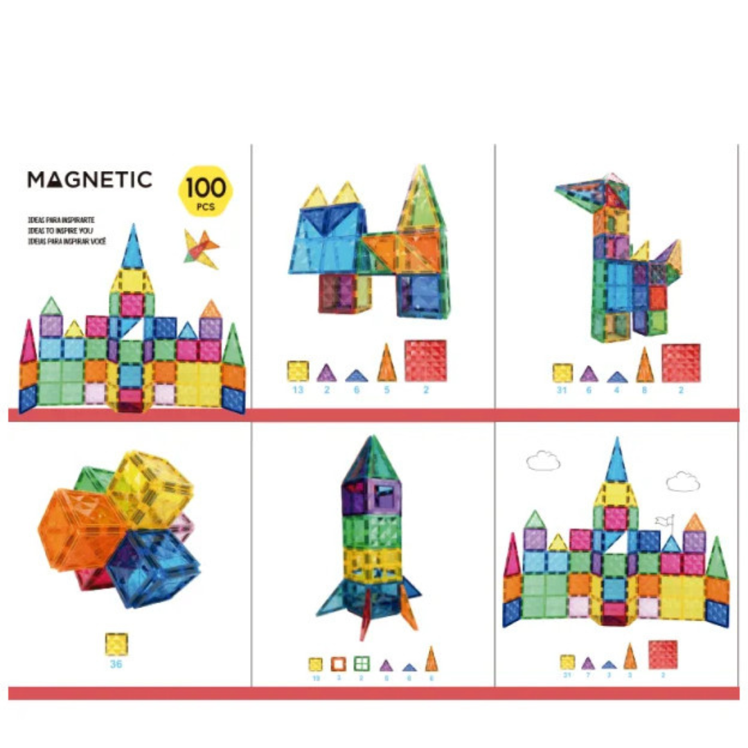 Blocos magnéticos coloridos para construção com várias formas