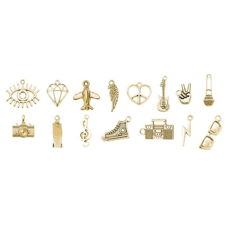 Conjunto de 15 chinelos penduradores dourados variados