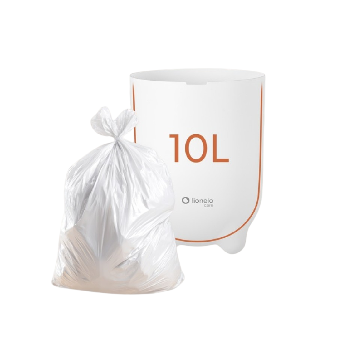 Contentor de lixo branco 10L com saco plástico cheio