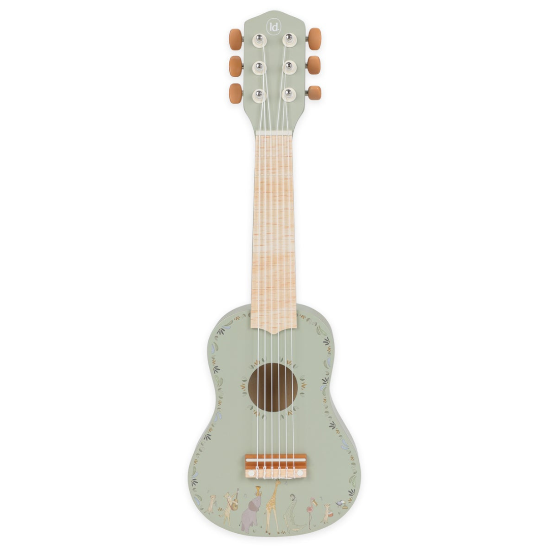 Guitarra verde-pálido com ilustrações de animais
