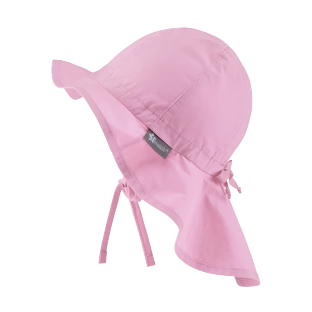 Chapéu cor-de-rosa para criança com aba e proteção para o pescoço
