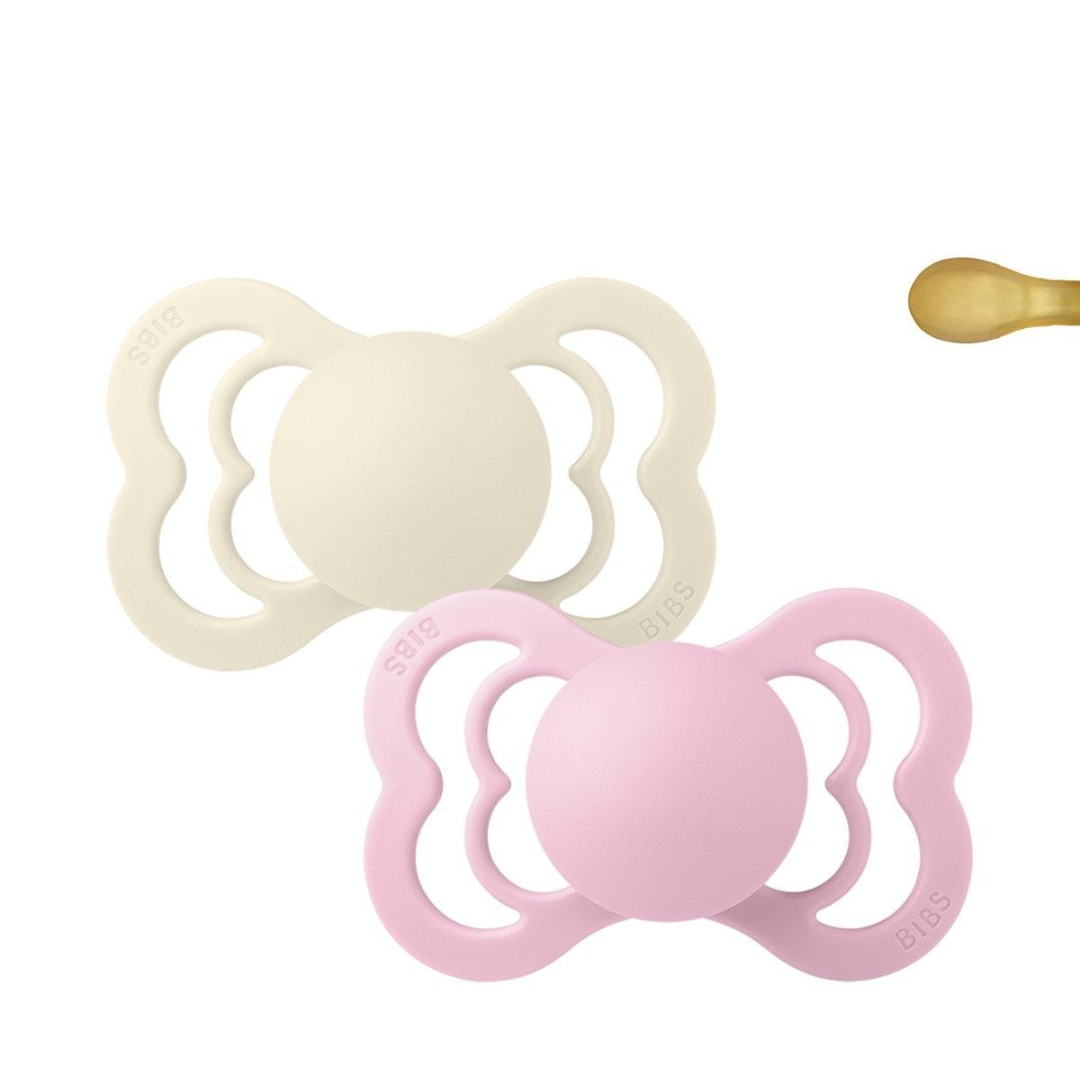 Chupetas de silicone em forma de borboleta, creme e rosa