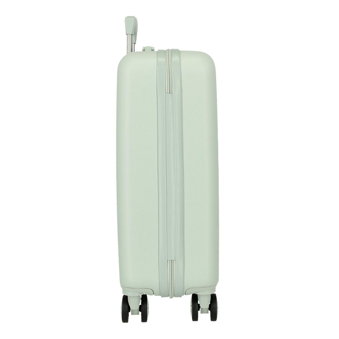 Mala de viagem rígida verde claro vista lateral