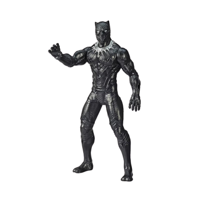 Figura de ação Black Panther em pose dinâmica, cor preta com detalhes prateados