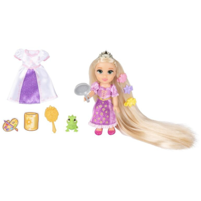 Boneca princesa com cabelo comprido e acessórios coloridos