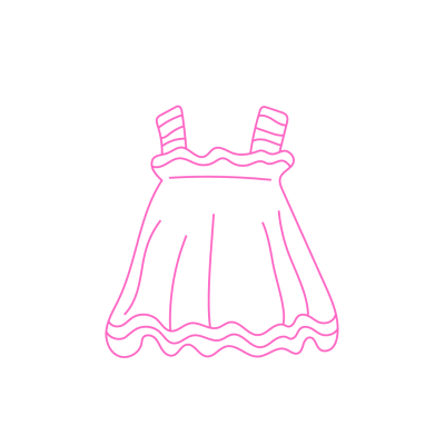 Ilustração de vestido rosa com detalhes ondulados