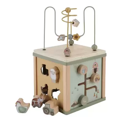 Brinquedo educativo de madeira com formas e labirinto para crianças