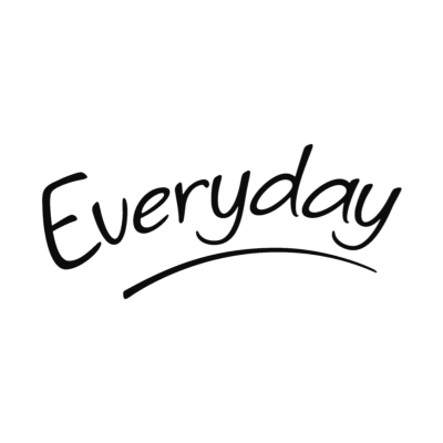 Palavra Everyday em texto manuscrito preto sobre fundo branco
