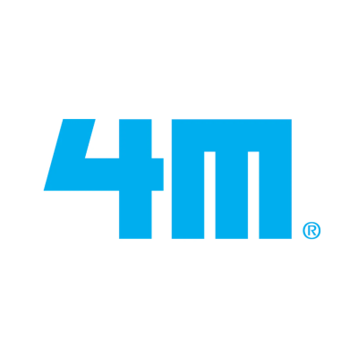 Logótipo 4M azul em fundo branco com símbolo de registo ®