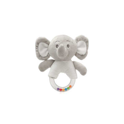Chocalho de elefante cinzento para bebé com argola e bolas coloridas
