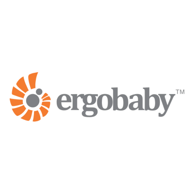 Logotipo ergobaby com símbolo espiral laranja