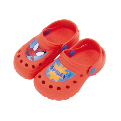 Sandálias vermelhas Homem-Aranha com texto SPIDEY