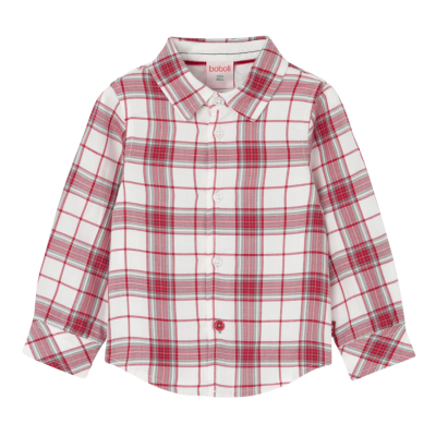 Camisa de bebé xadrez vermelho branco cinzento