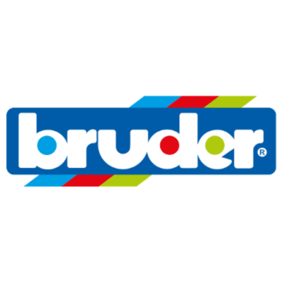 Logótipo da marca Bruder com cores azul, vermelho e verde