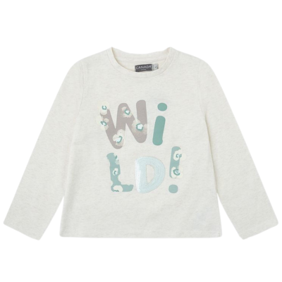 T-shirt branca de manga comprida com estampado WILD!