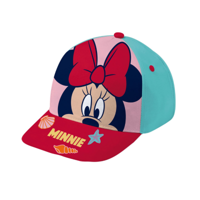 Boné infantil colorido com imagem da Minnie Mouse e texto MINNIE