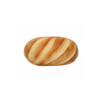 Pão branco oval com cortes diagonais e crosta dourada