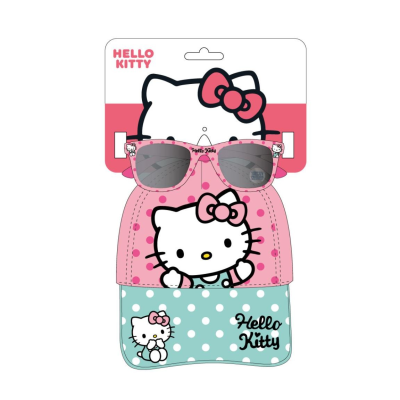 Óculos de sol infantis Hello Kitty com estojo azul e rosa