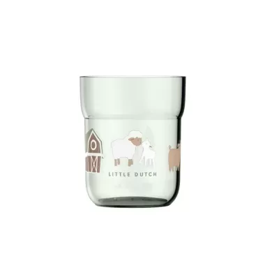 Copo de vidro transparente com ilustrações de animais e texto Little Dutch