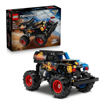 Brinquedo LEGO Technic Monster Jam Grave Digger com rodas vermelhas e detalhes gráficos