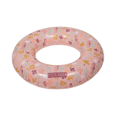 Boia inflável cor-de-rosa com motivos marinhos e texto Little Dutch