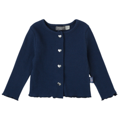 Camisola azul escura de criança com botões em forma de coração