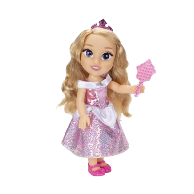 Boneca infantil vestida de princesa rosa com espelho