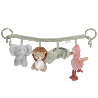 Brinquedo suspenso para bebés com animais de peluche coloridos
