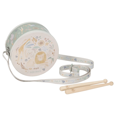 Tambor infantil Little Dutch com estampa de animal e baquetas de madeira