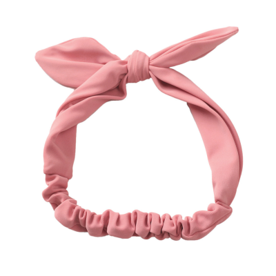Faixa de cabelo rosa elástica com laço