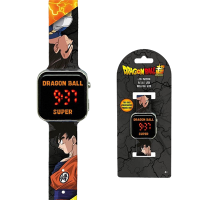 Relógio digital LED Dragon Ball com mostrador quadrado preto e bracelete decorada com personagem de anime