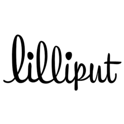 Palavra lilliput em fonte cursiva preta sobre fundo branco