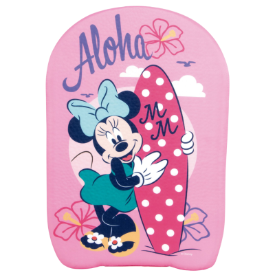 Prancha de apoio para natação rosa com Minnie da Disney e prancha de surf rosa com bolinhas brancas