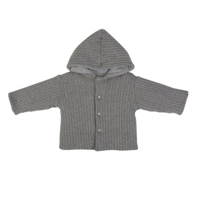 Casaco de bebé cinzento com capuz e botões à frente