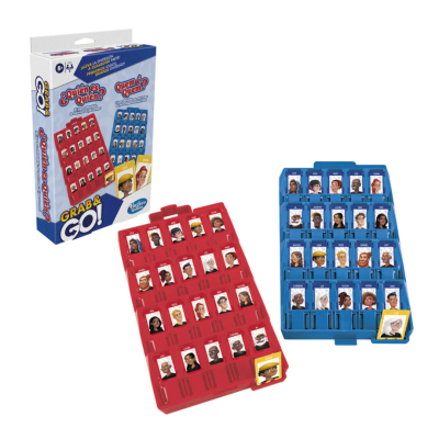 Jogo ¿Quién es Quién? com tabuleiros vermelho e azul e cartas ilustradas