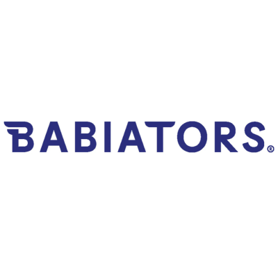 Logotipo BABIATORS em azul sobre fundo branco